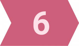 Grafisches Pfeilelement mit der Zahl 6 in Rosa, geeignet für visuelle Darstellungen und Präsentationen.