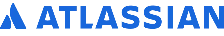 Atlassian-Logo: Blaues, stilisiertes „A“-Symbol neben dem Schriftzug „ATLASSIAN“ in Großbuchstaben.