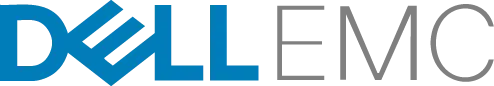 Dell EMC-Logo: Schriftzug „DELL“ in Blau mit charakteristischem umgekehrtem „E“, gefolgt von „EMC“ in Grau.