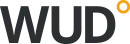 WUD-Logo: Schwarzer, fetter Schriftzug „WUD“ mit einem kleinen orangen Kreis oben rechts am „D“, darunter in Grau „IT-SYSTEMHAUS“.