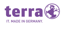 terra Logo mit Weltkugel und dem Schriftzug „IT. Made in Germany.“