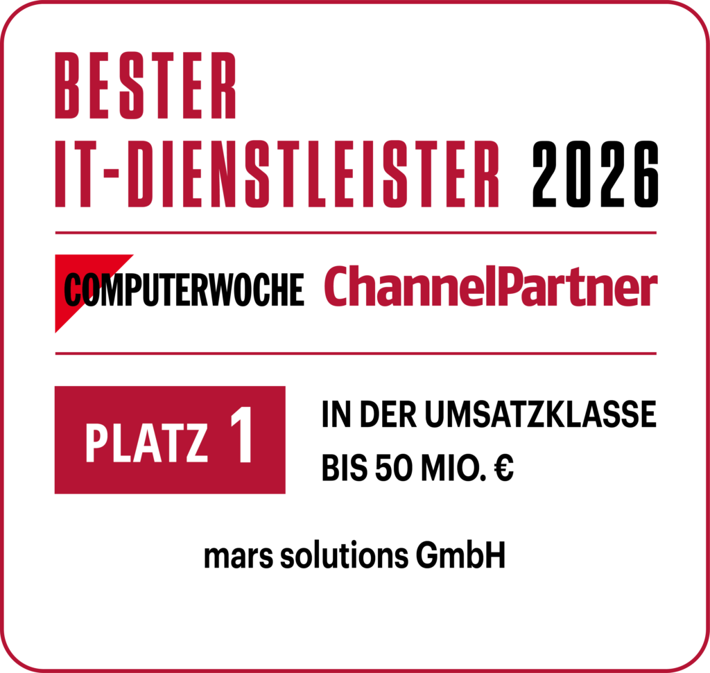Auszeichnung für den besten IT-Dienstleister 2026 von COMPUTERWOCHE und ChannelPartner für mars solutions GmbH.